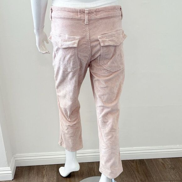 AMO Denim Easy Army Trouser Light Pink Corduroy Cargo Style Pants Straight Leg - Picture 3 of 6